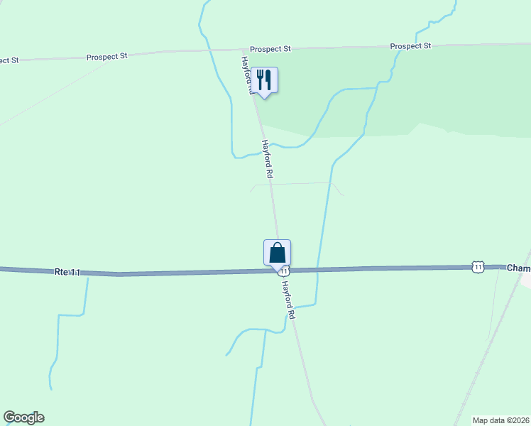 map of restaurants, bars, coffee shops, grocery stores, and more near 795 Hayford Road in Champlain