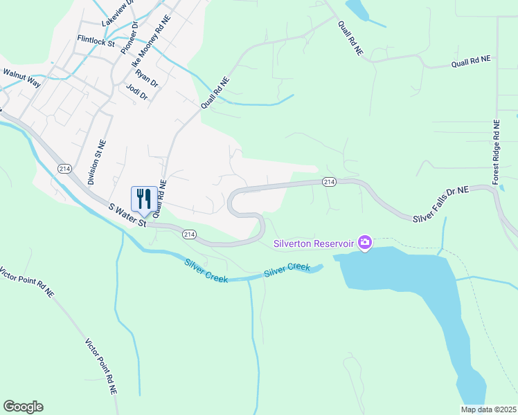map of restaurants, bars, coffee shops, grocery stores, and more near 15125 Silver Lake Dr NE in Silverton