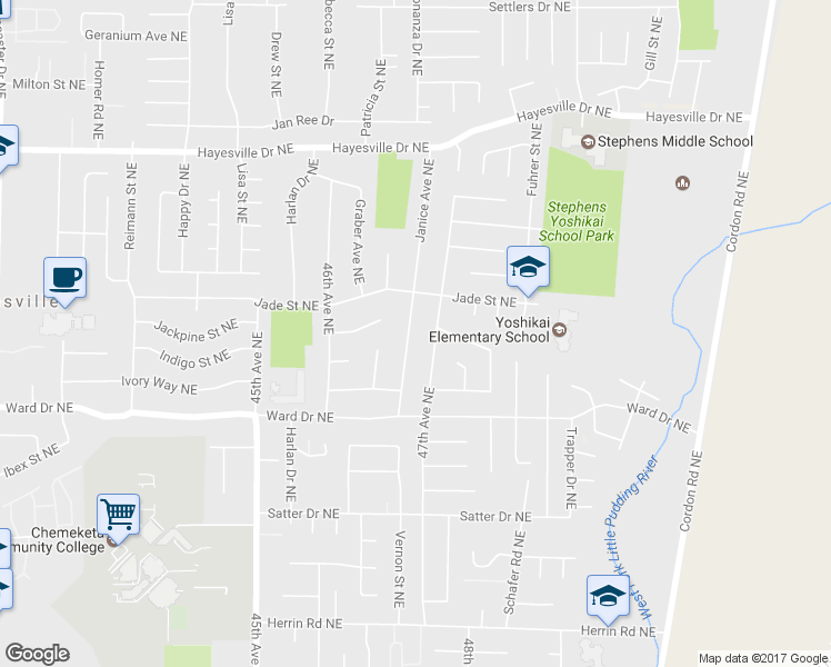 map of restaurants, bars, coffee shops, grocery stores, and more near 4486 Janice Avenue Northeast in Salem
