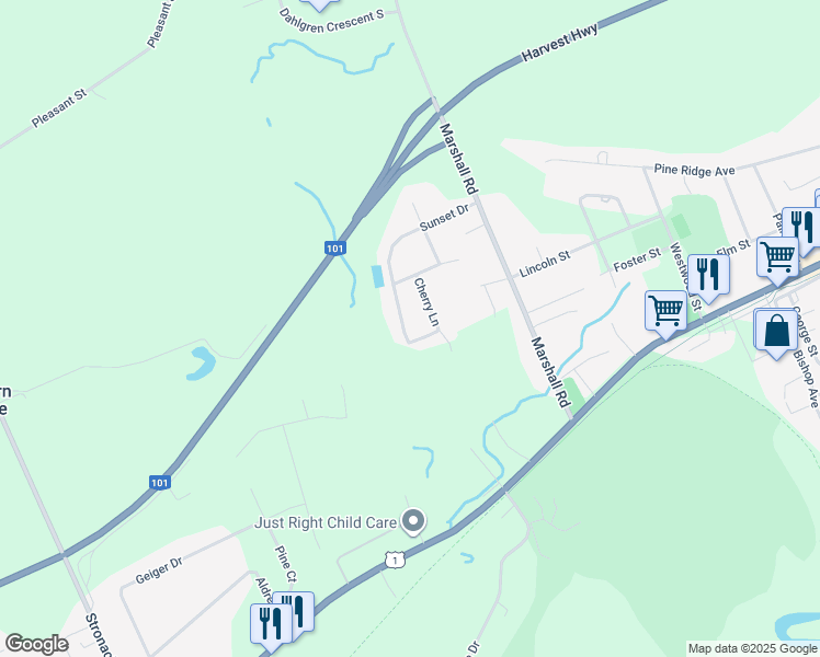 map of restaurants, bars, coffee shops, grocery stores, and more near 115 Sunset Drive in Kingston
