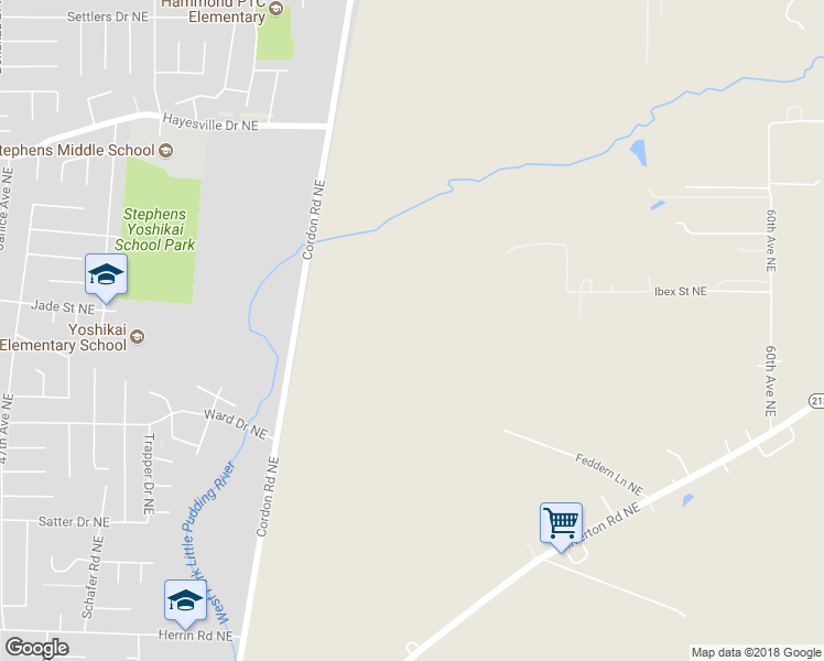 map of restaurants, bars, coffee shops, grocery stores, and more near 4510 Cordon Road Northeast in Salem