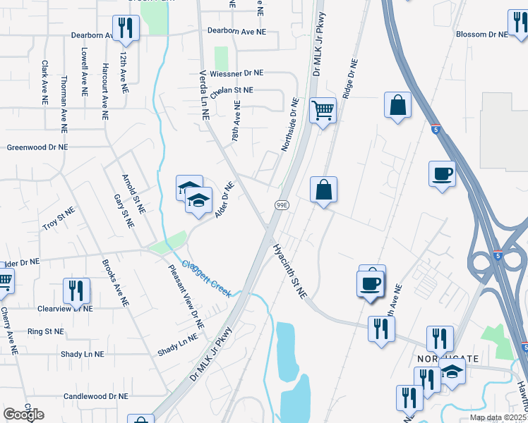 map of restaurants, bars, coffee shops, grocery stores, and more near 1858 Claxter Road Northeast in Keizer