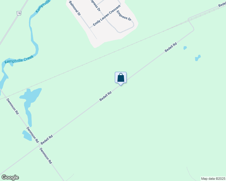 map of restaurants, bars, coffee shops, grocery stores, and more near Bedell Road in Kemptville