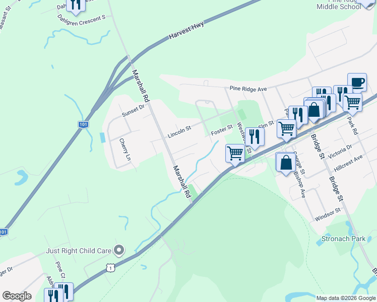 map of restaurants, bars, coffee shops, grocery stores, and more near 361 Moody Court in Kingston