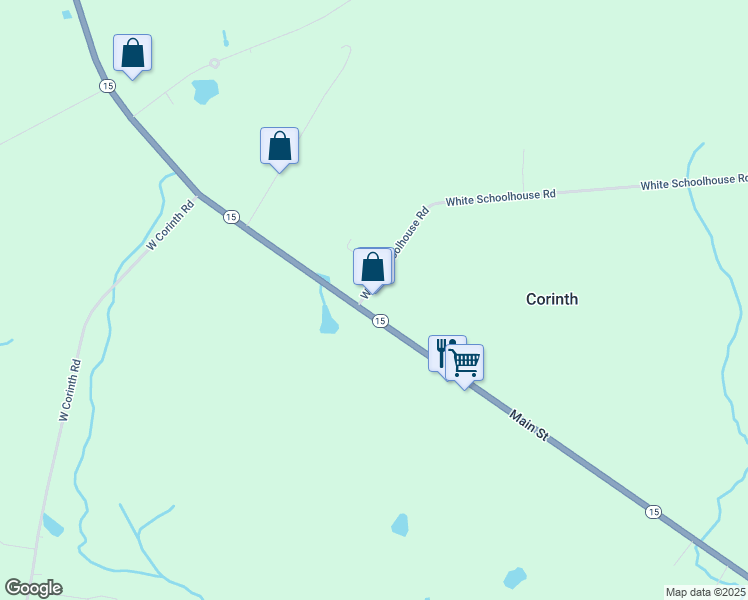 map of restaurants, bars, coffee shops, grocery stores, and more near 624 Main Street in Corinth