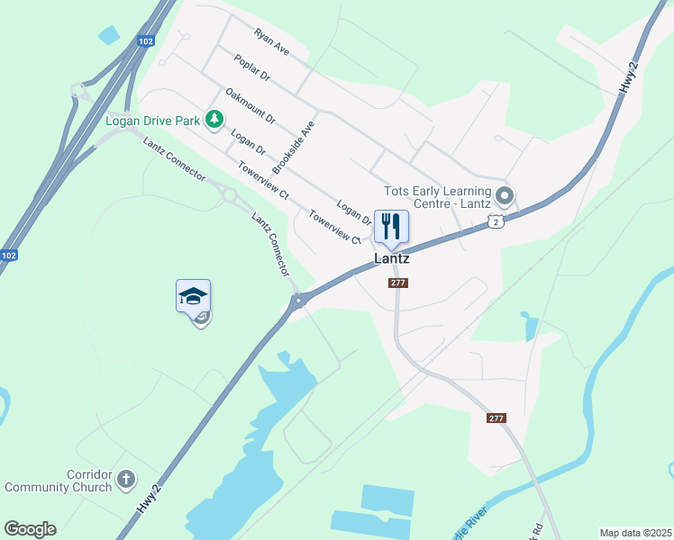 map of restaurants, bars, coffee shops, grocery stores, and more near 1126 Nova Scotia 2 in Lantz