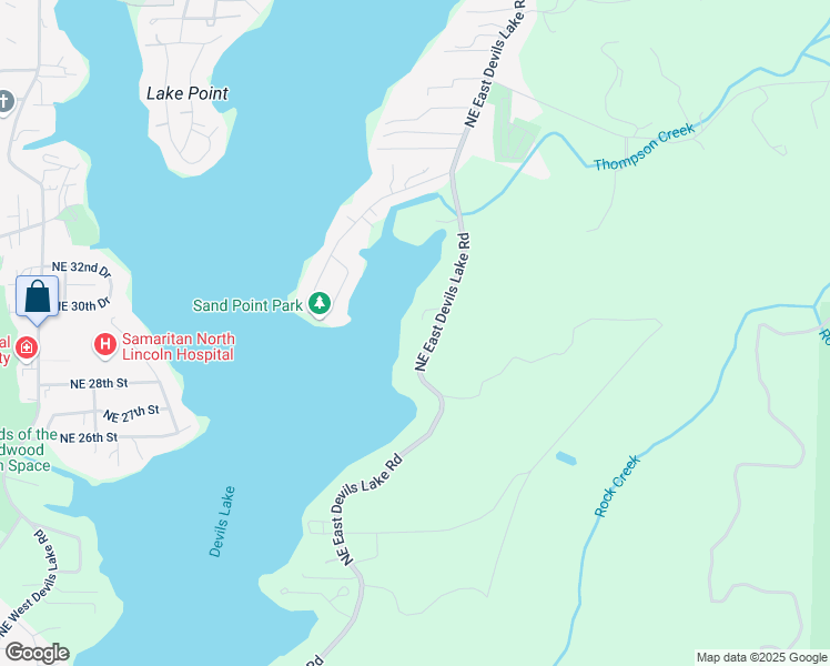 map of restaurants, bars, coffee shops, grocery stores, and more near 3509 NE East Devils Lake Rd in Lincoln