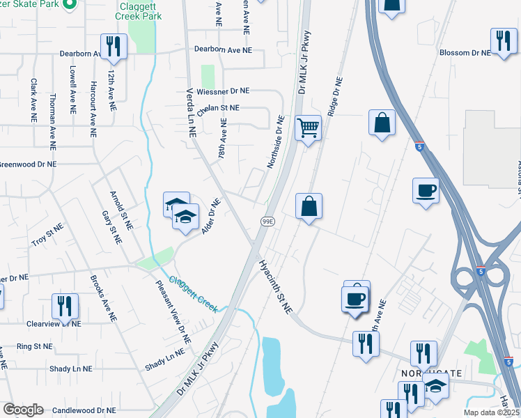 map of restaurants, bars, coffee shops, grocery stores, and more near 1858 Claxter Road Northeast in Keizer