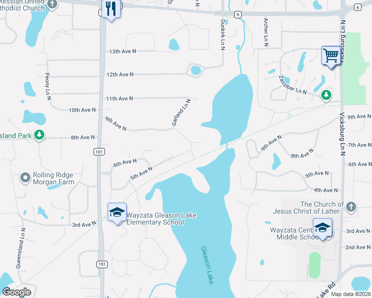 map of restaurants, bars, coffee shops, grocery stores, and more near 16900 5th Avenue North in Minneapolis