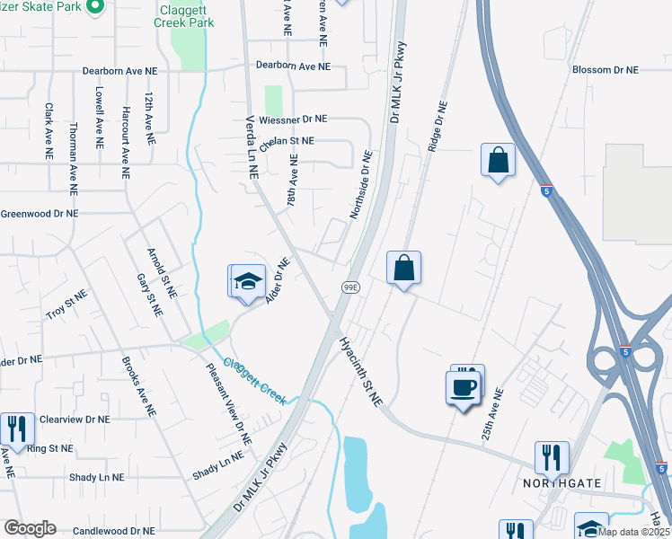 map of restaurants, bars, coffee shops, grocery stores, and more near 1858 Claxter Road Northeast in Keizer