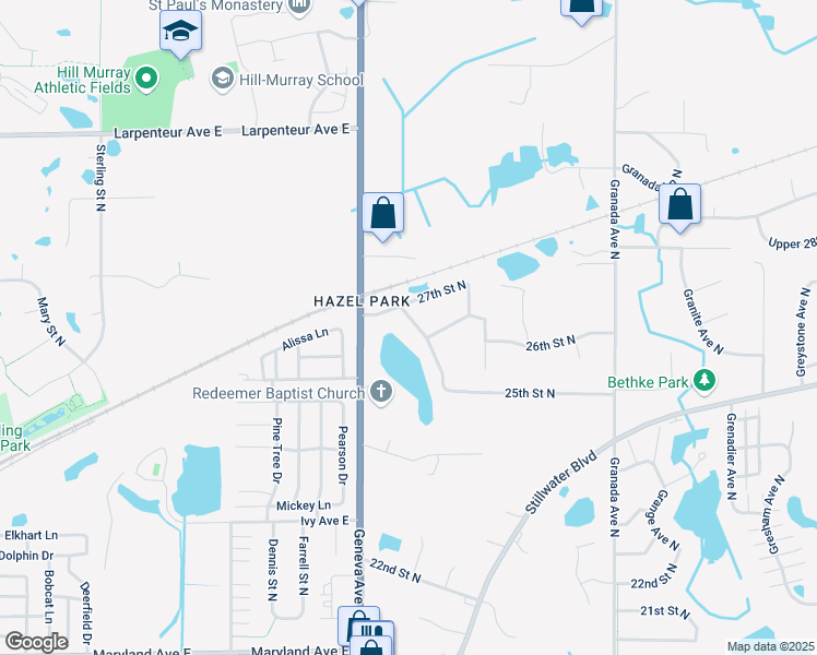 map of restaurants, bars, coffee shops, grocery stores, and more near 6087 27th Street North in Saint Paul
