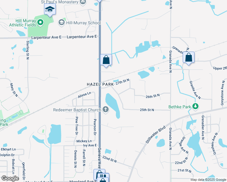 map of restaurants, bars, coffee shops, grocery stores, and more near 6087 27th Street North in Saint Paul