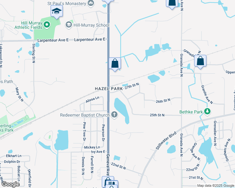 map of restaurants, bars, coffee shops, grocery stores, and more near 6087 27th Street North in Saint Paul