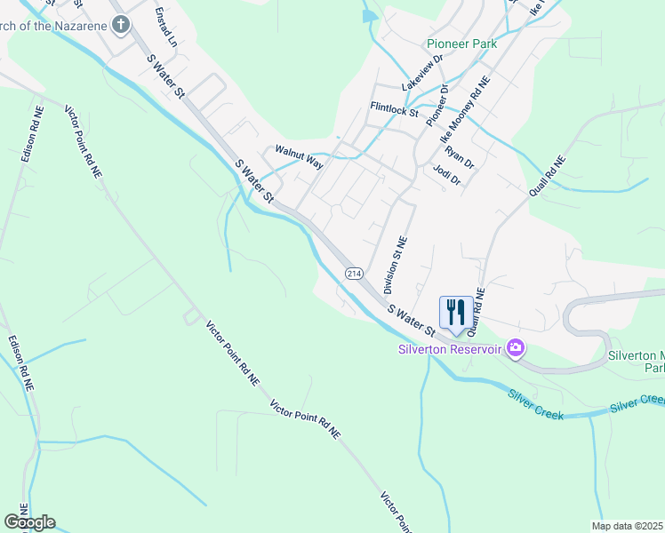 map of restaurants, bars, coffee shops, grocery stores, and more near 1328 South Water Street in Silverton