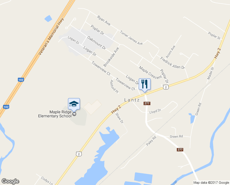 map of restaurants, bars, coffee shops, grocery stores, and more near 8 Ashford Place in Lantz
