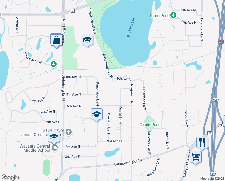 map of restaurants, bars, coffee shops, grocery stores, and more near 15245 9th Avenue North in Minneapolis