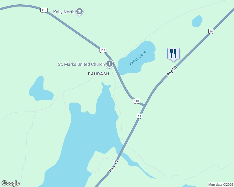 map of restaurants, bars, coffee shops, grocery stores, and more near 62 Ontario 118 in Harcourt