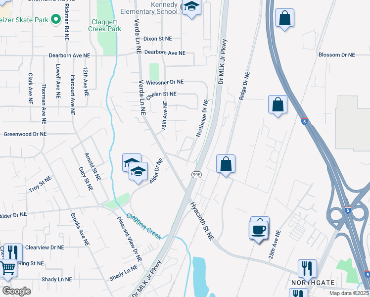 map of restaurants, bars, coffee shops, grocery stores, and more near 1841 Claxter Road Northeast in Keizer