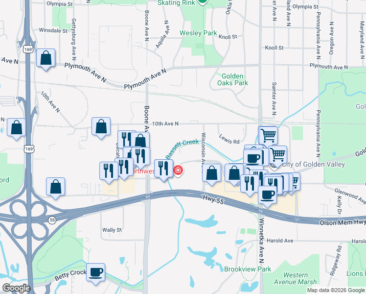 map of restaurants, bars, coffee shops, grocery stores, and more near 8325 10th Avenue North in Minneapolis