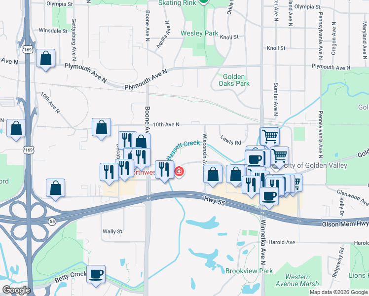 map of restaurants, bars, coffee shops, grocery stores, and more near 8325 10th Avenue North in Minneapolis
