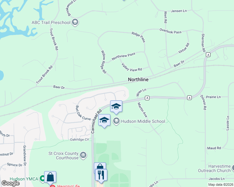 map of restaurants, bars, coffee shops, grocery stores, and more near 2700 Galway Court in Hudson