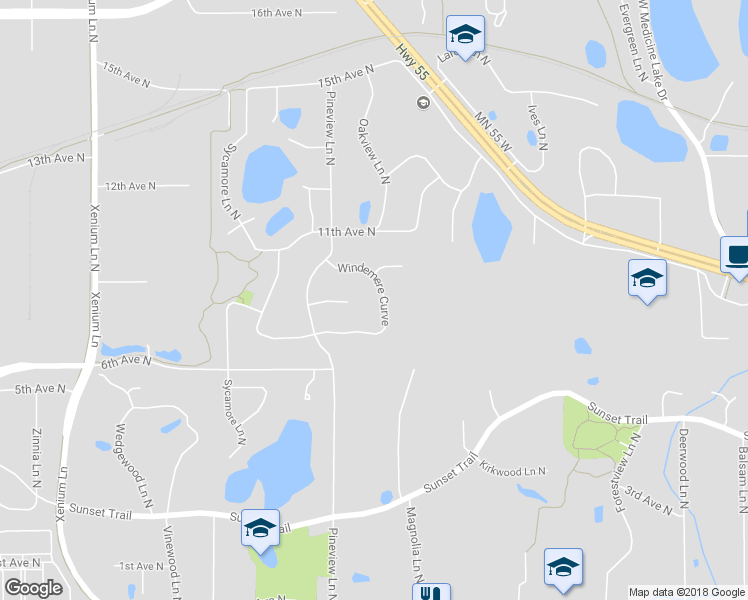 map of restaurants, bars, coffee shops, grocery stores, and more near 815 Windemere Curve in Plymouth