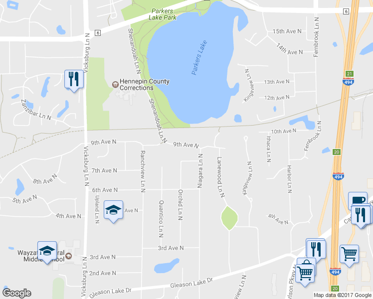 map of restaurants, bars, coffee shops, grocery stores, and more near 15135 9th Avenue North in Minneapolis