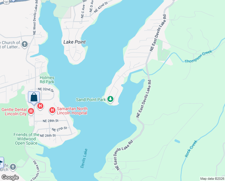 map of restaurants, bars, coffee shops, grocery stores, and more near Northeast Loop Drive in Otis