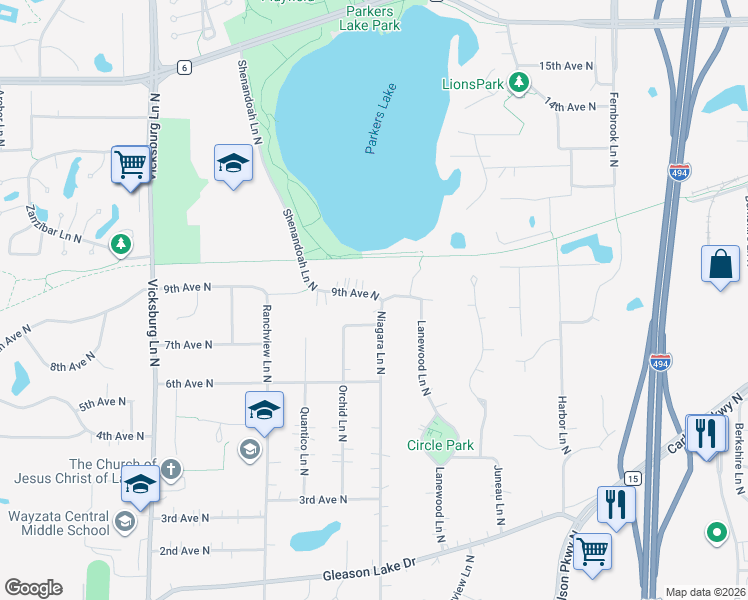 map of restaurants, bars, coffee shops, grocery stores, and more near 15135 9th Avenue North in Minneapolis