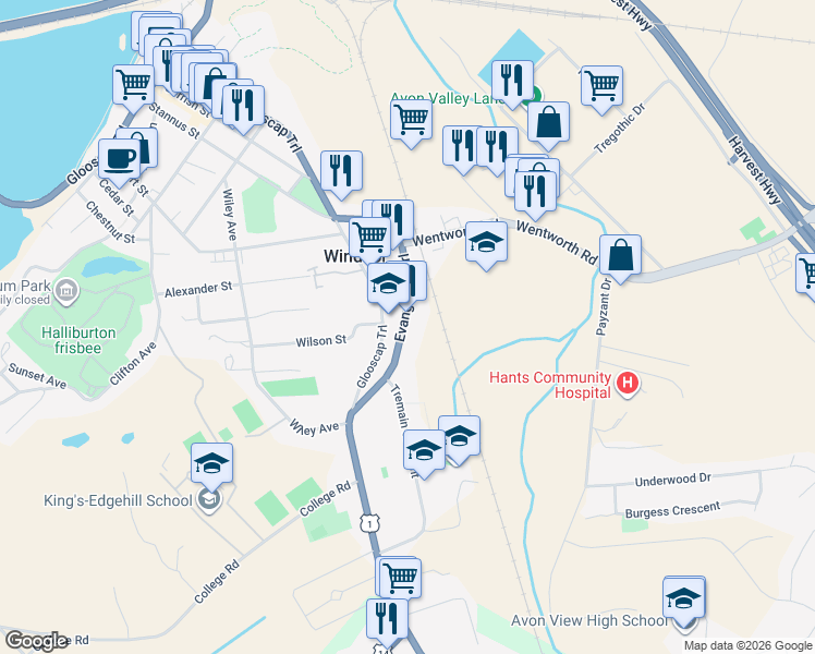 map of restaurants, bars, coffee shops, grocery stores, and more near 793 O'Brien Street in Windsor