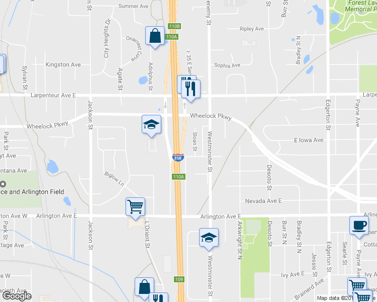 map of restaurants, bars, coffee shops, grocery stores, and more near 306 Hoyt Avenue East in Saint Paul
