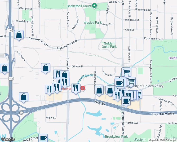 map of restaurants, bars, coffee shops, grocery stores, and more near 8325 10th Avenue North in Minneapolis