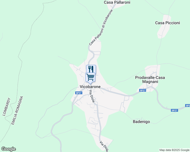 map of restaurants, bars, coffee shops, grocery stores, and more near 18 Via Creta in Vicobarone