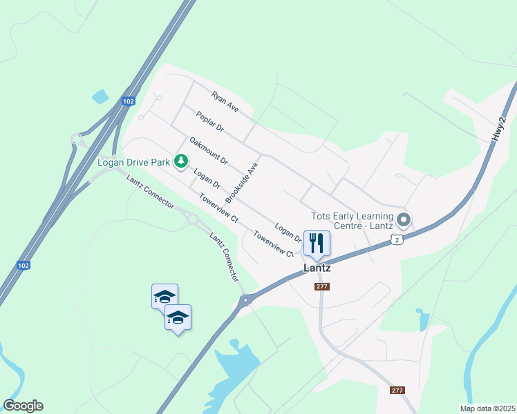 map of restaurants, bars, coffee shops, grocery stores, and more near 20 Logan Drive in Lantz