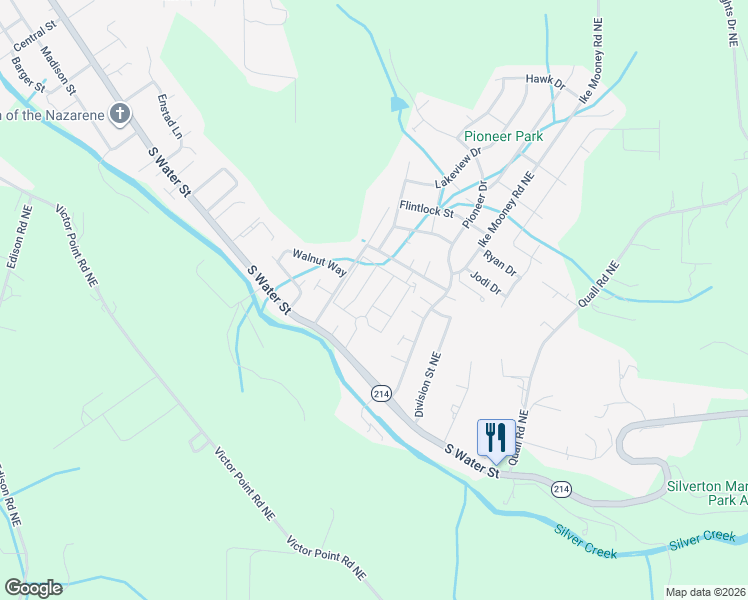map of restaurants, bars, coffee shops, grocery stores, and more near 1307 South Water Street in Silverton