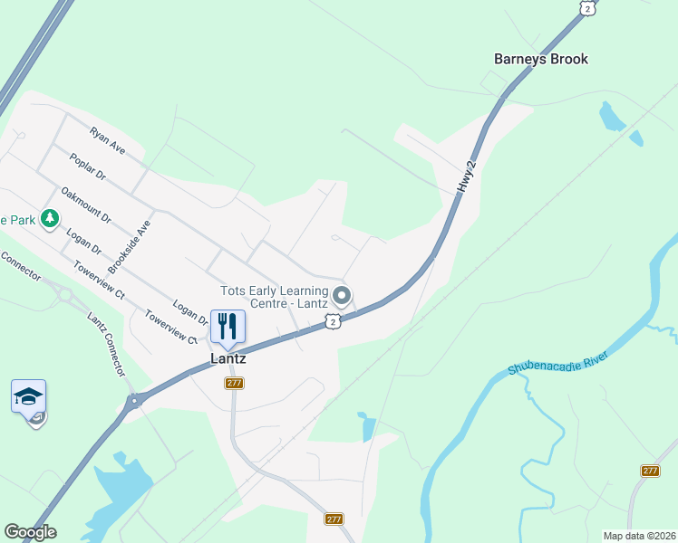 map of restaurants, bars, coffee shops, grocery stores, and more near 8 Frederick Allen Drive in Lantz