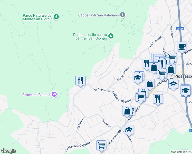 map of restaurants, bars, coffee shops, grocery stores, and more near 9 Via Alessandro Manzoni in Piossasco