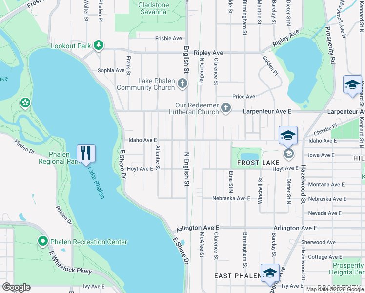 map of restaurants, bars, coffee shops, grocery stores, and more near 1590 Chamber Street North in Saint Paul