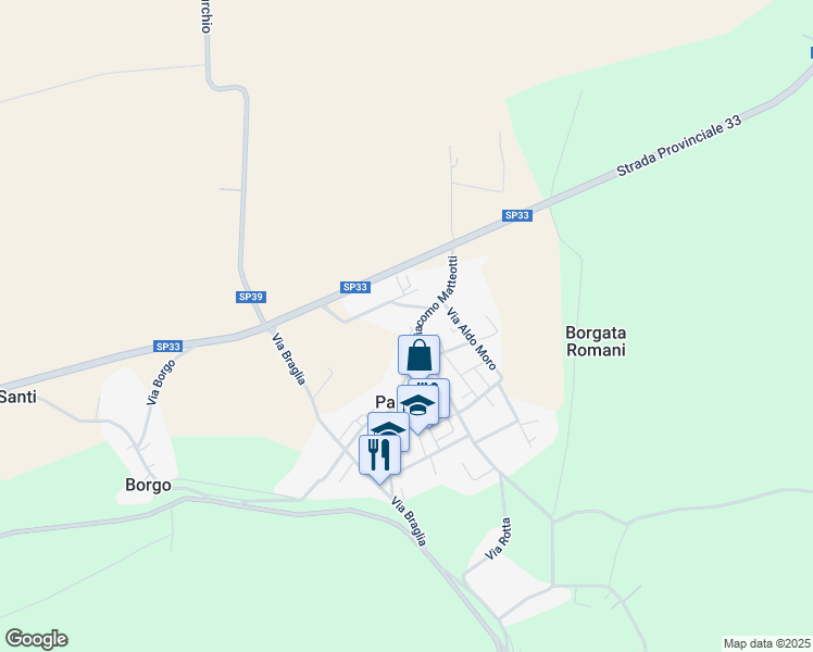 map of restaurants, bars, coffee shops, grocery stores, and more near 6 Via Giacomo Matteotti in Papozze