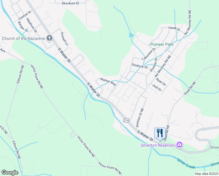 map of restaurants, bars, coffee shops, grocery stores, and more near 247 Ike Mooney Road Northeast in Silverton
