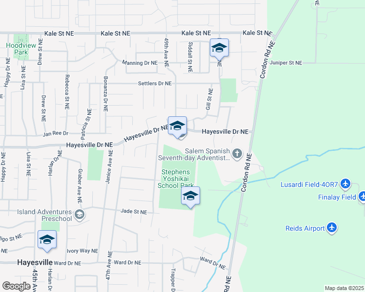 map of restaurants, bars, coffee shops, grocery stores, and more near 4962 Hayesville Dr NE in Hayesville