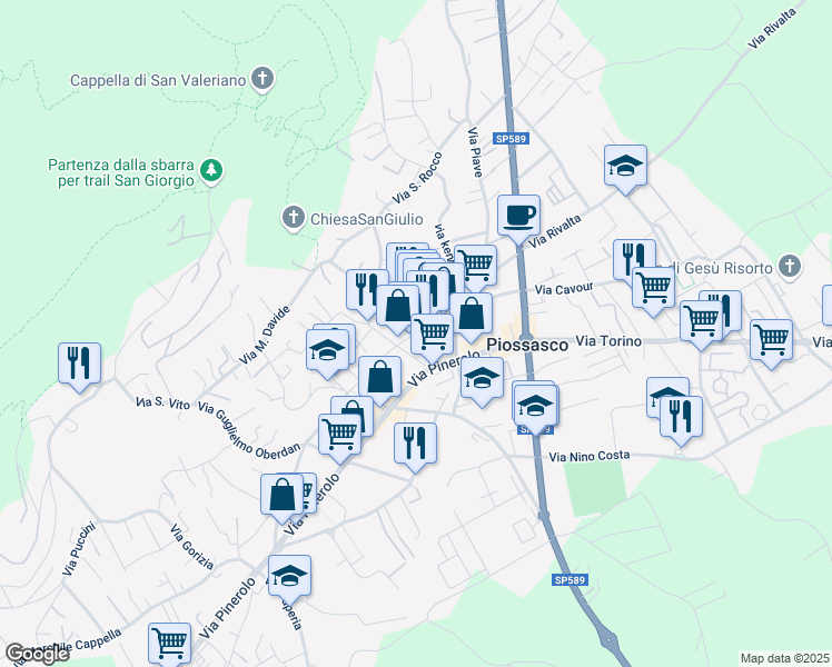 map of restaurants, bars, coffee shops, grocery stores, and more near 17 Via Cruto in Piossasco