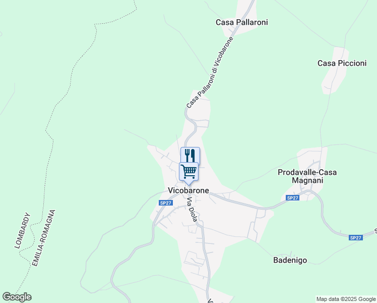 map of restaurants, bars, coffee shops, grocery stores, and more near 18 Via Creta in Vicobarone