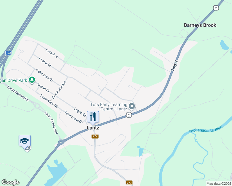 map of restaurants, bars, coffee shops, grocery stores, and more near 26 Frederick Allen Drive in Lantz