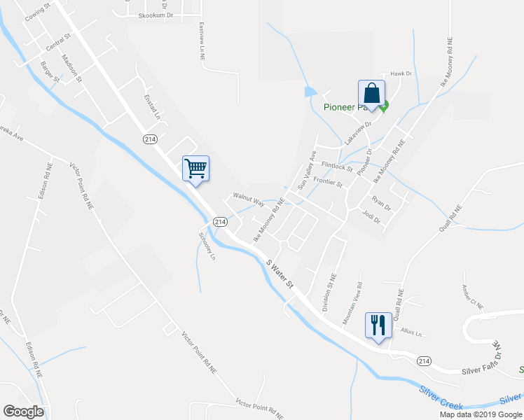 map of restaurants, bars, coffee shops, grocery stores, and more near 420 Walnut Way in Silverton