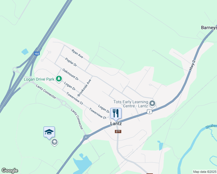 map of restaurants, bars, coffee shops, grocery stores, and more near 31 Poplar Drive in Lantz