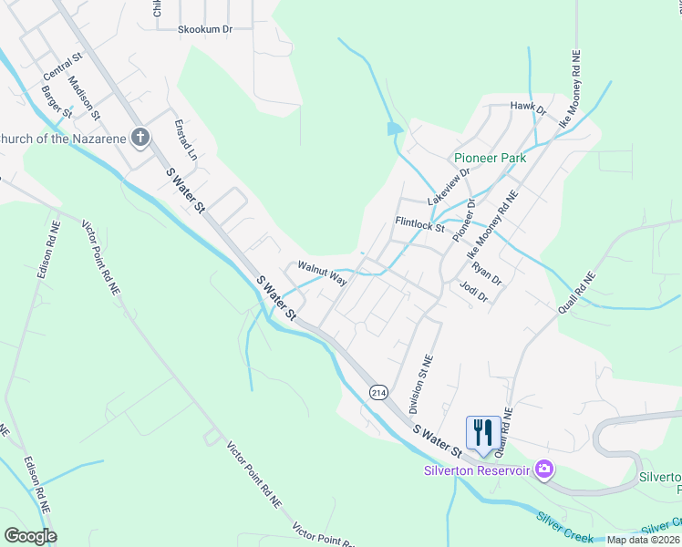 map of restaurants, bars, coffee shops, grocery stores, and more near 423 Walnut Way in Silverton