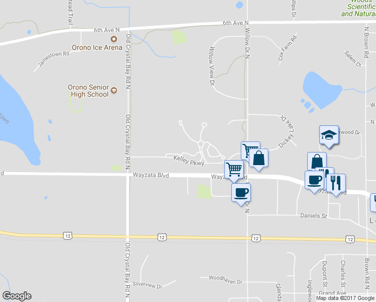 map of restaurants, bars, coffee shops, grocery stores, and more near 2632 Cascade Lane in Long Lake