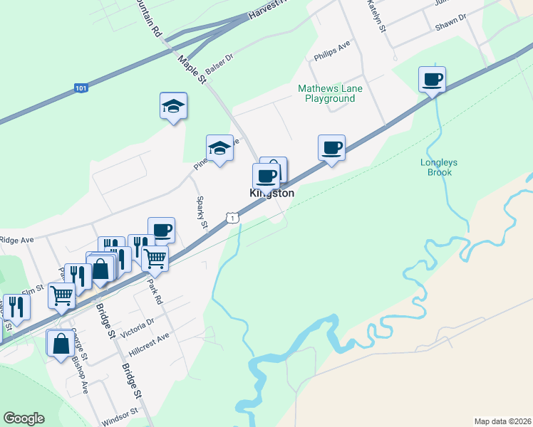 map of restaurants, bars, coffee shops, grocery stores, and more near 796 Main Street in Kingston