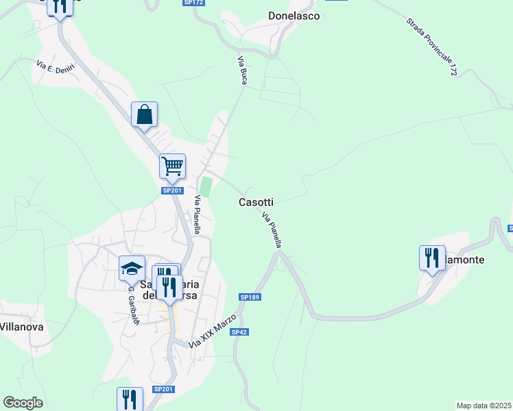 map of restaurants, bars, coffee shops, grocery stores, and more near 7 Via Pianella in Casotti
